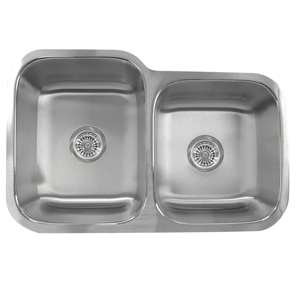 Nantucket Sinks 32 Inch 60/40 Double bowl Undermount Stainless Steel Kitchen Sink, 18 Gauge NS6040-18 - main